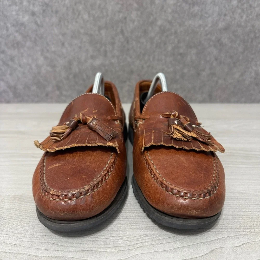 Allen‎ Edmonds Nashua Loafers Mens 10.5 Brown Tassel Kiltie Leather Shoes 42252